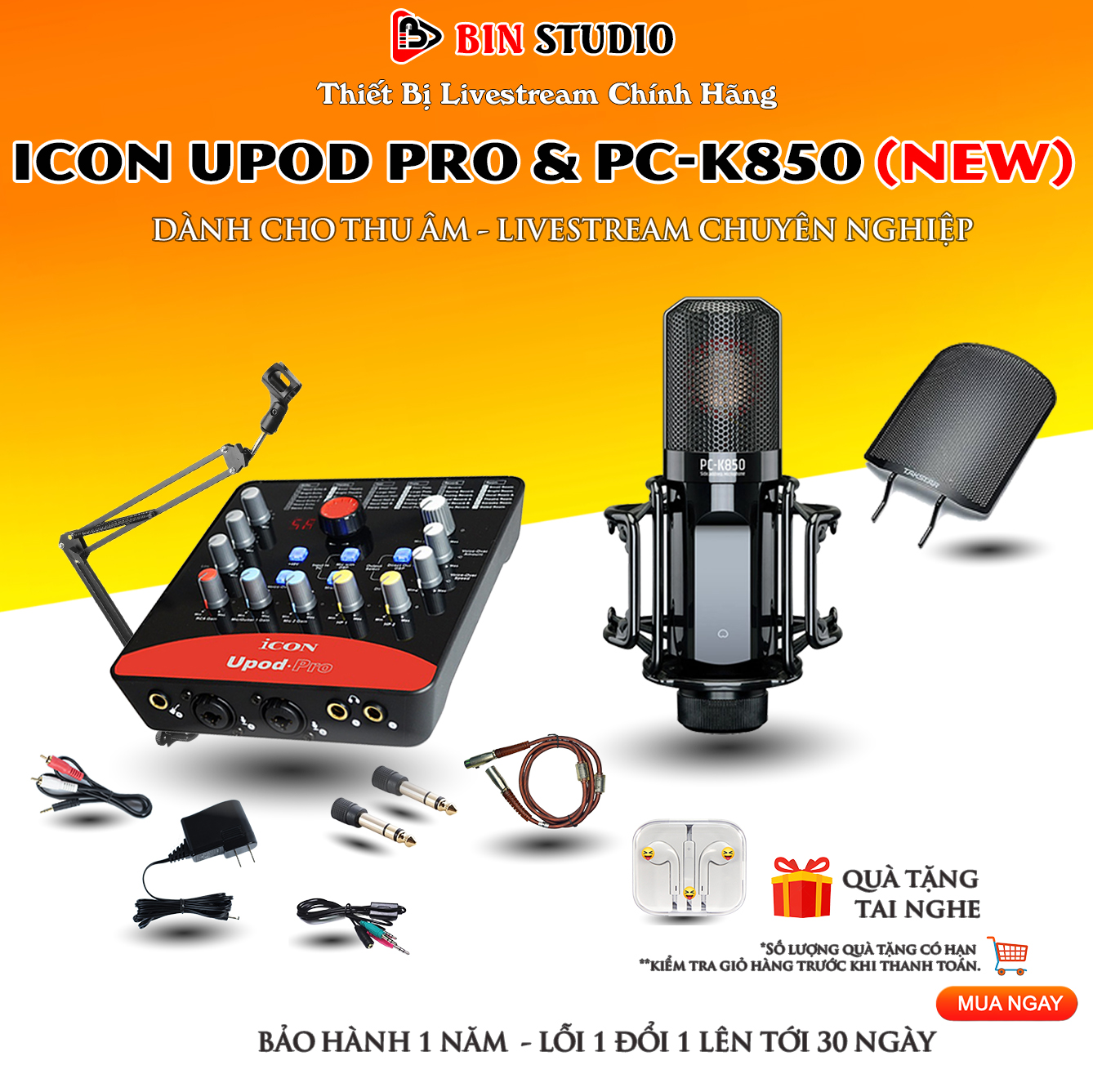 Combo Sound Card ICON UPOD PRO & Mic TAKSTAR PC K850 Dùng Cho Hát Thu Âm Điện Thoại, Máy Tính